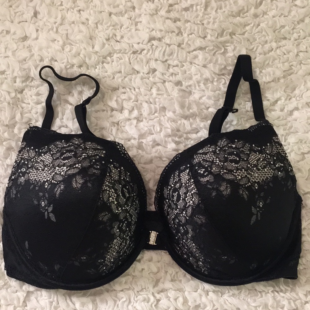 Beyond Sexy Black Lace & Rhinestones Bra